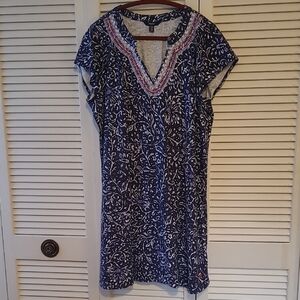 Hatley Navy and White Embroidered Dress XL